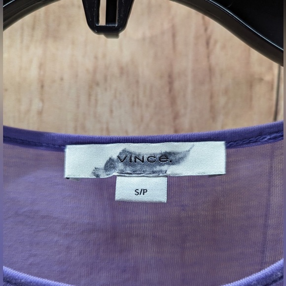 New Vince Sheer Top 3/4 Sleeve Soft Lilac Sugar Plum 2 PC Lyocell Layered Size S - Picture 5 of 10